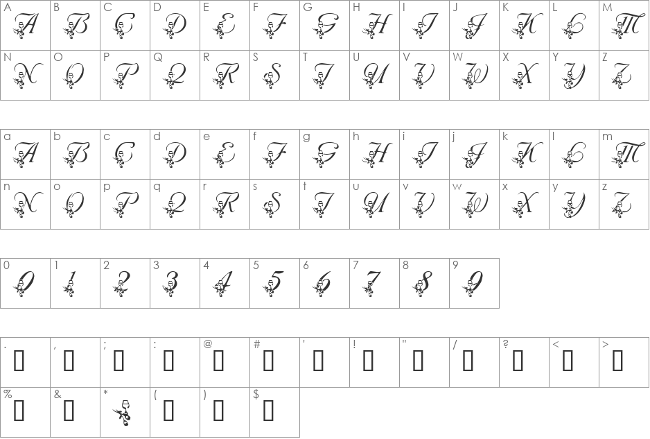 LMS Anniversary Dinner font character map preview