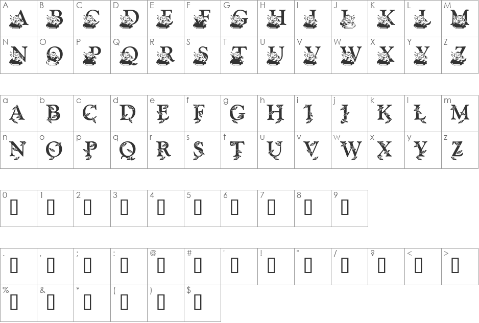 LMS Bloodsucker Proxy font character map preview