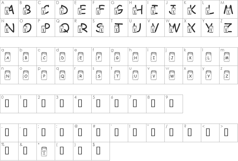 LMS Canning With The InLaws font character map preview