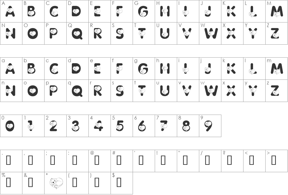 LMS Clifford, The Big Red Font font character map preview