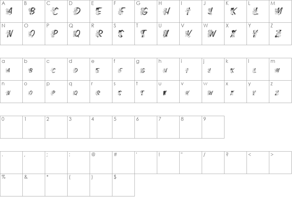 LMS Color Kids Outlined font character map preview