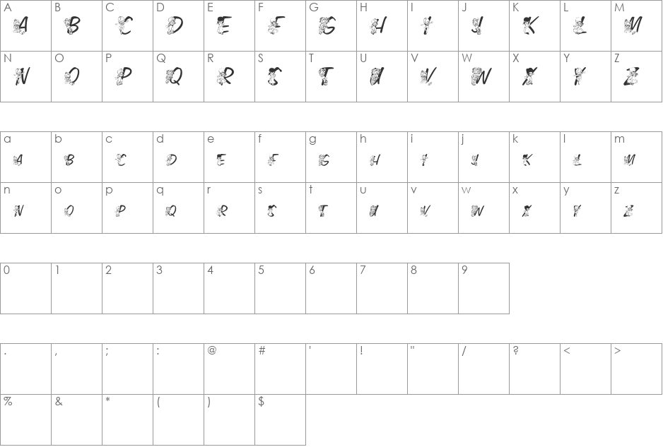 LMS Coloring Kids font character map preview