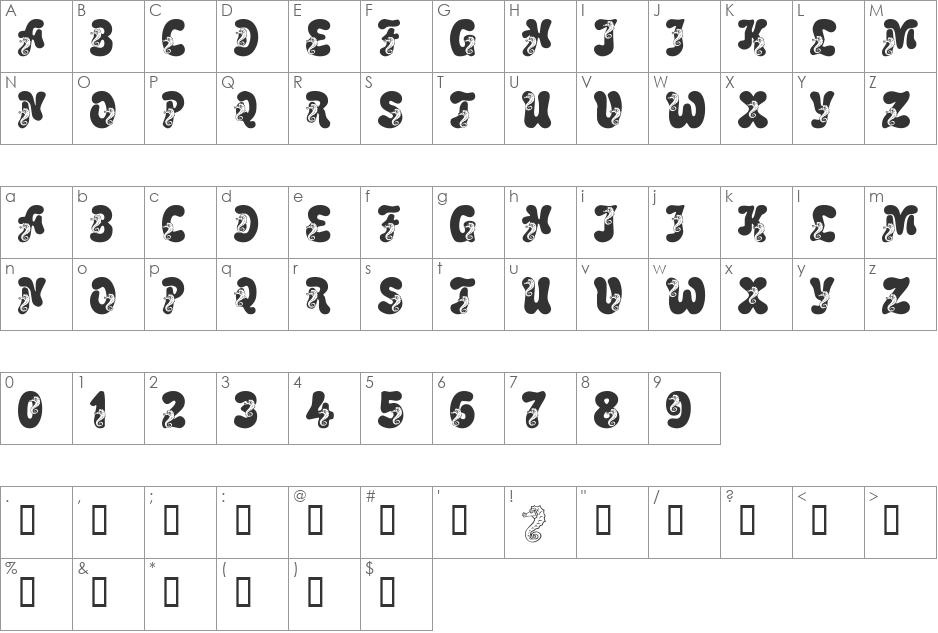 LMS Coral Colt font character map preview