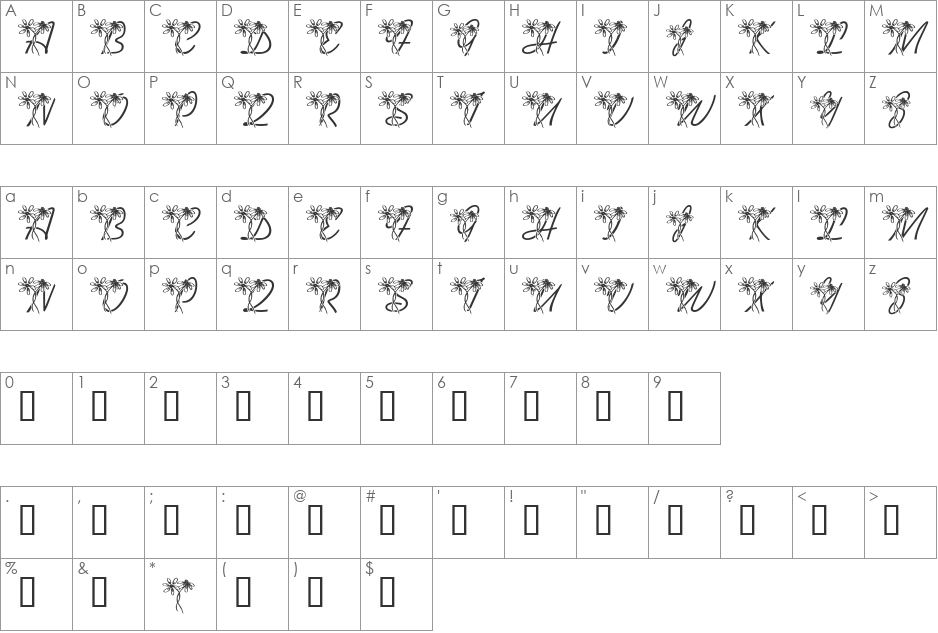 LMS Daisy Days font character map preview