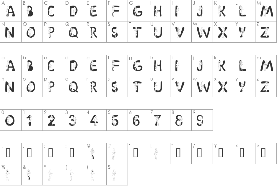 LMS Daphne font character map preview