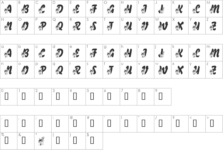 LMS Fairytale Chateau font character map preview