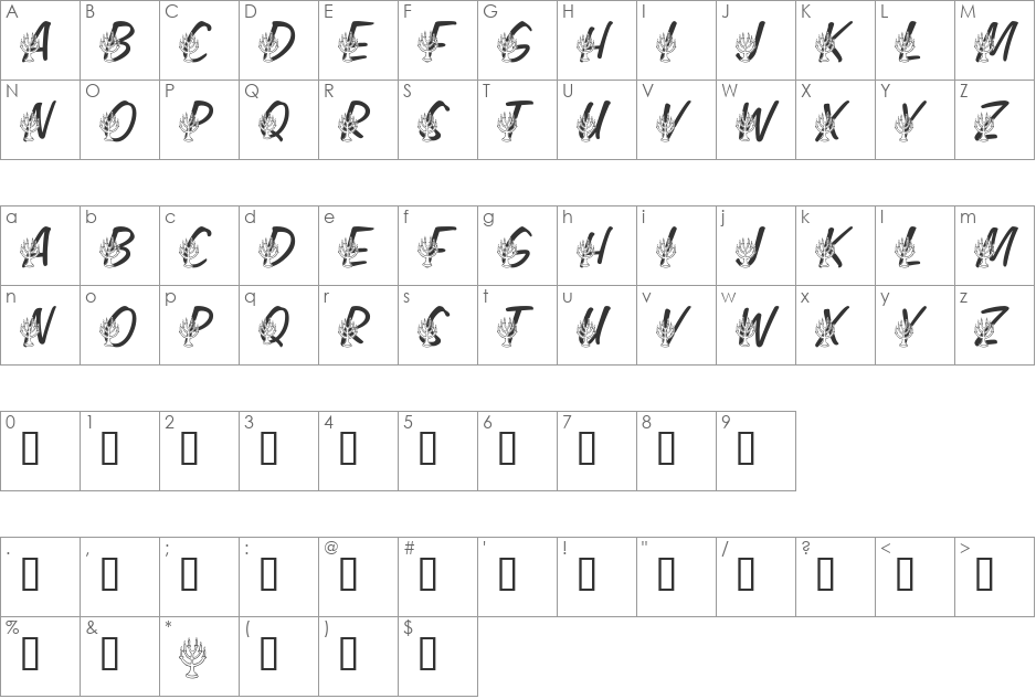 LMS Festival of Lights font character map preview