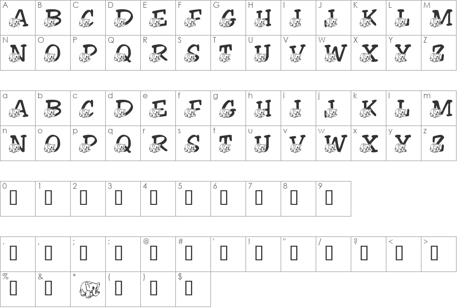 LMS Friendly Elephant font character map preview