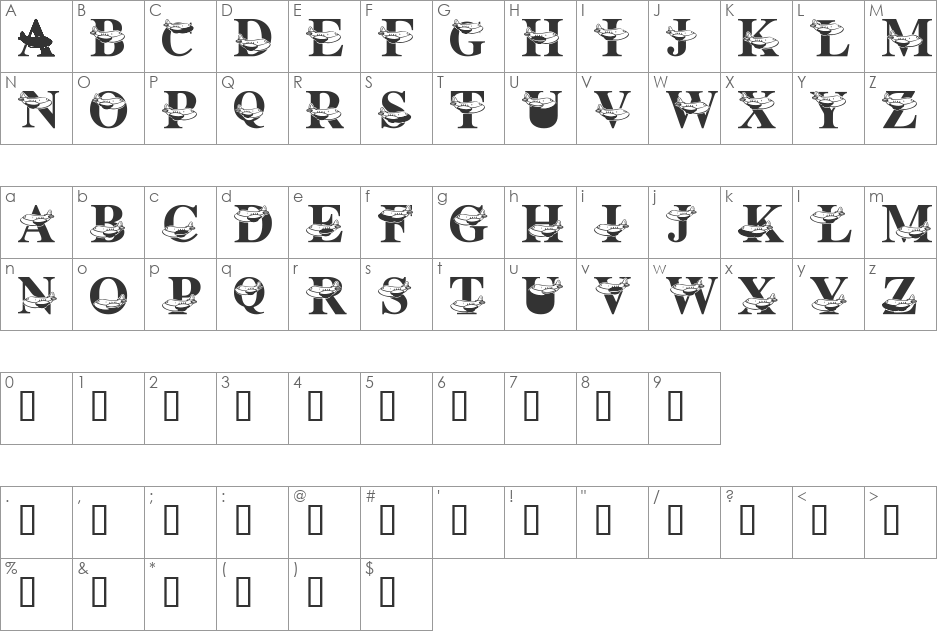 LMS Friendly Skys font character map preview