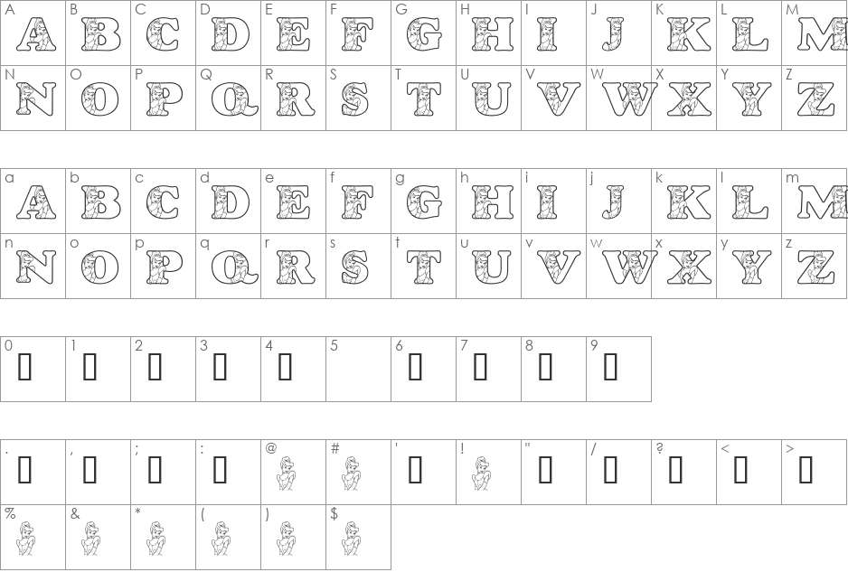 LMS Happily Ever After font character map preview
