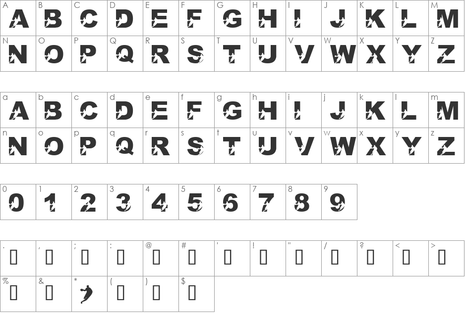 LMS I Love This Game font character map preview