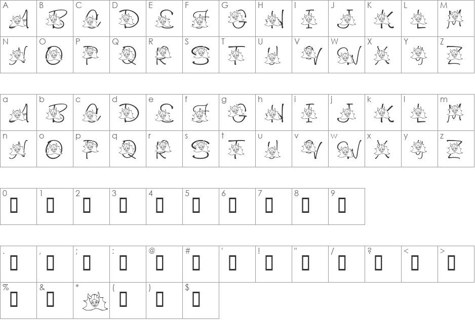 LMS I Wanna Be A Superhero font character map preview