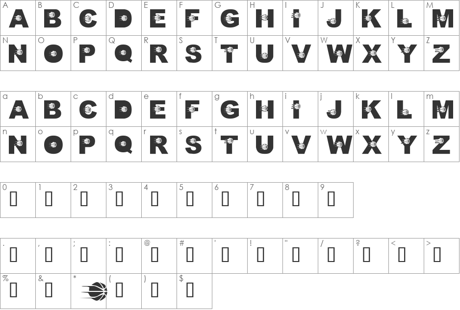LMS Just A Little Pacers Fan font character map preview