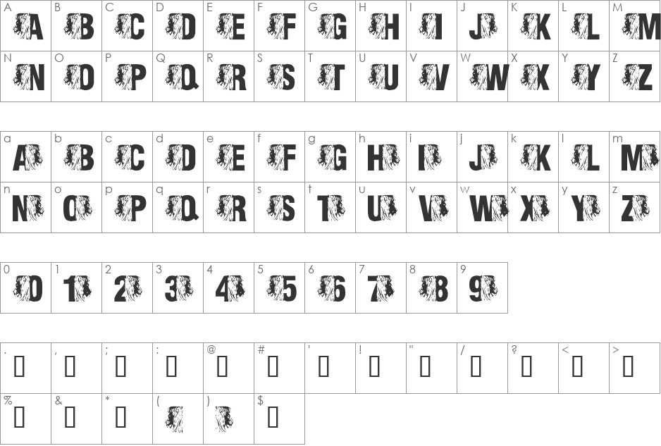 LMS King Of The Font Jungle font character map preview