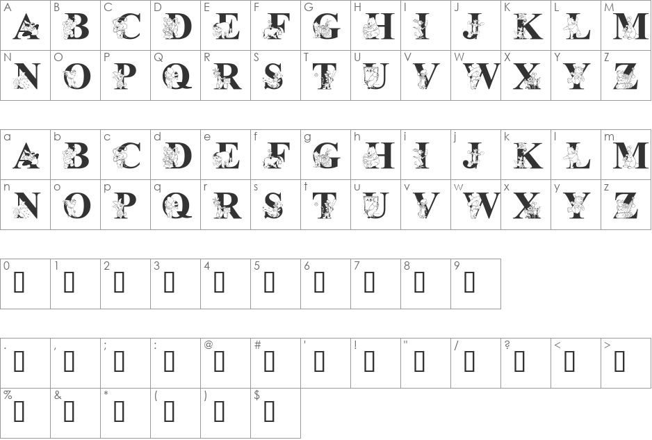 LMS Lets Pretend with Friends font character map preview