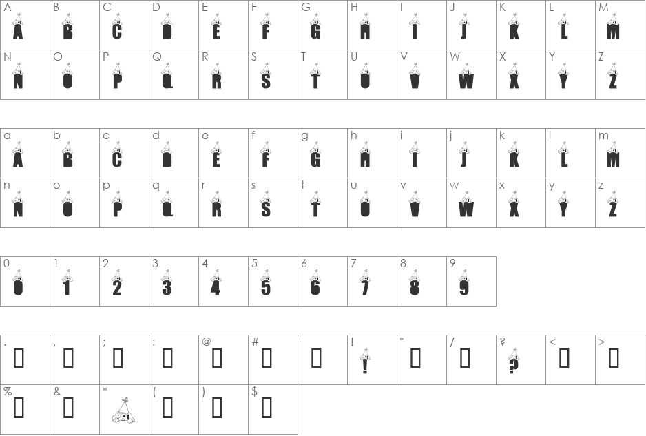 LMS Looking For Blues Clues font character map preview