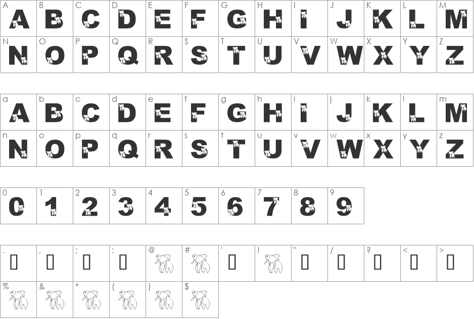 LMS Master Beta Mike font character map preview