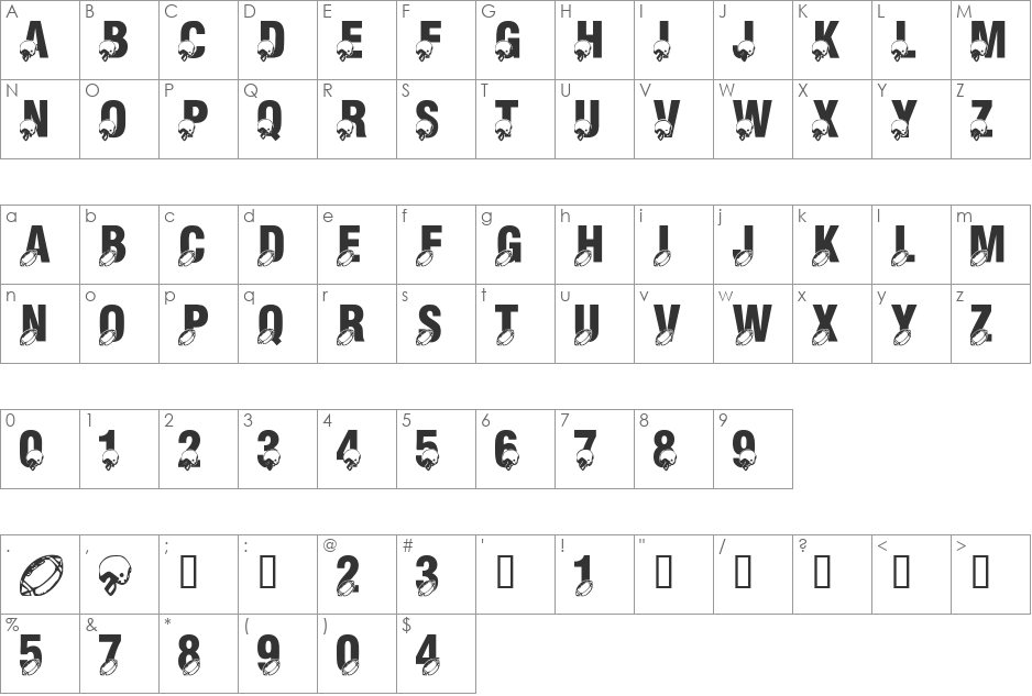 LMS Monday Night Football font character map preview