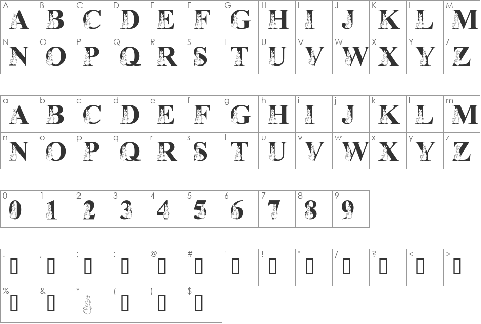 LMS My Favorite Rabbit font character map preview