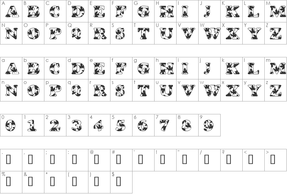 LMS Oh Canada font character map preview