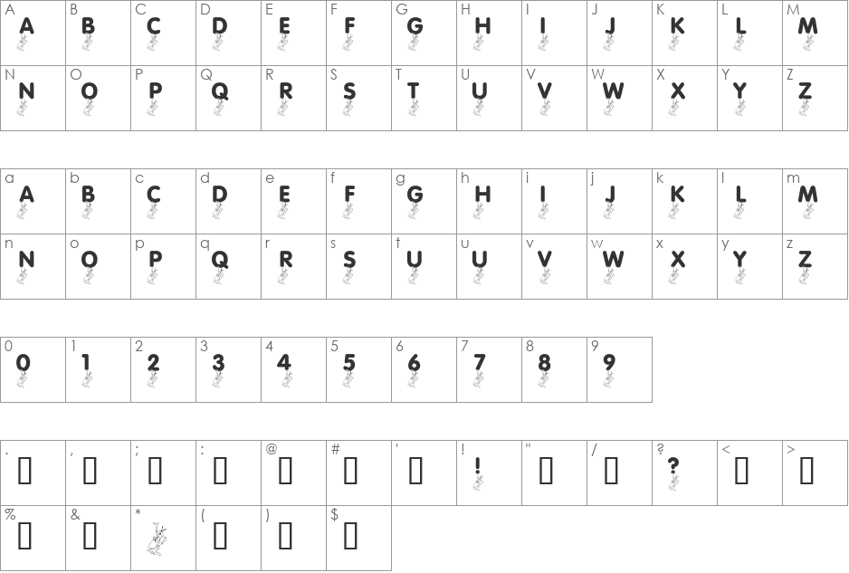 LMS Picnic Parade font character map preview