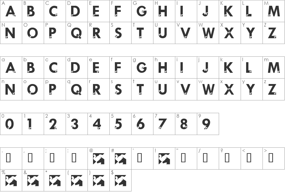 LMS Political Print font character map preview