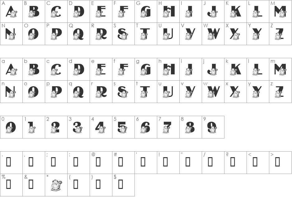 LMS Reduce, Reuse, Recycle font character map preview