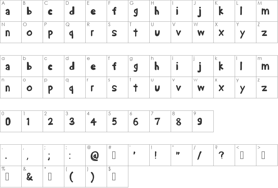 ace gaffigan font character map preview