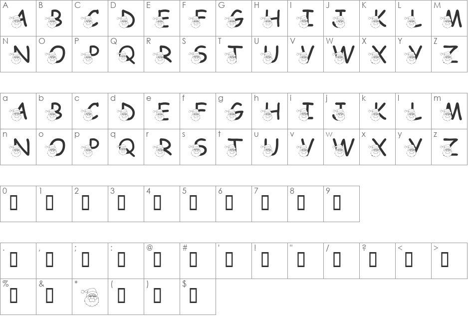 LMS Saint Nick font character map preview