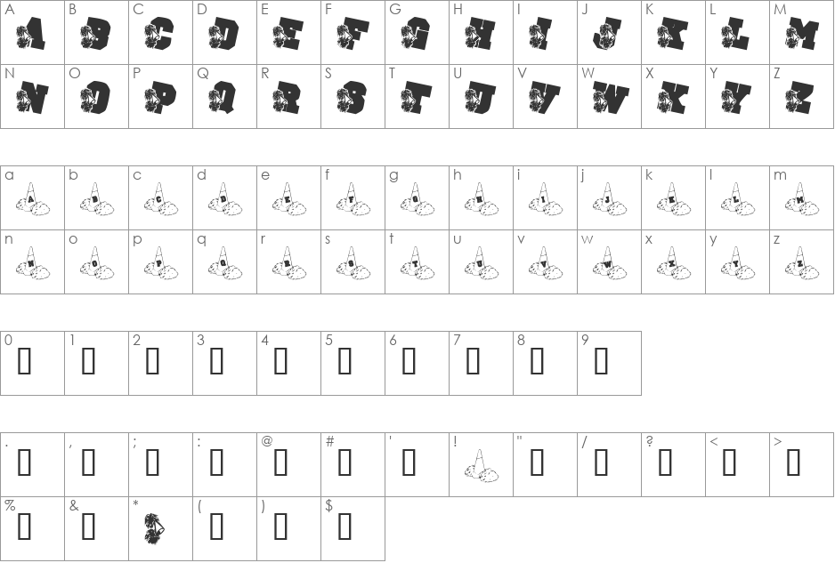 LMS School Spirit font character map preview