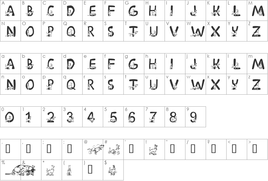 LMS Scooby Doo font character map preview
