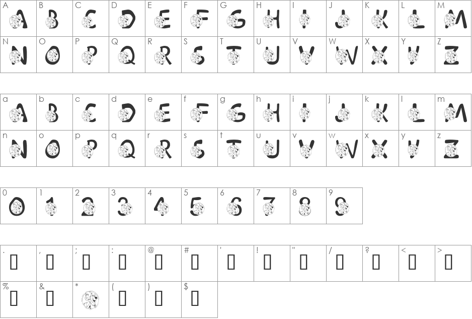 LMS Scooby Dooby Doo font character map preview