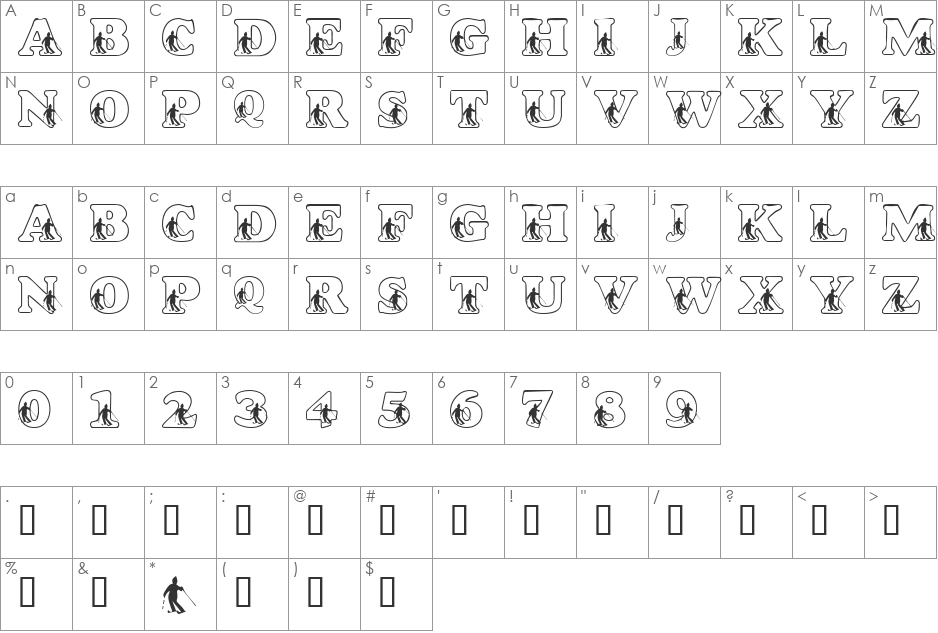 LMS Slalom Script font character map preview