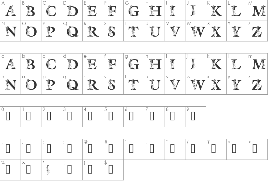 LMS Spring Lily font character map preview