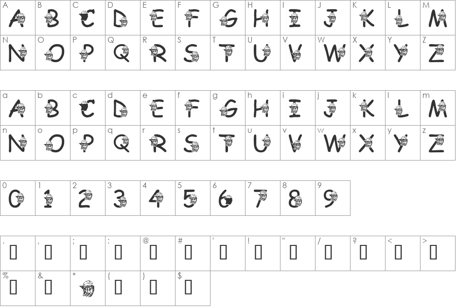 LMS Swoosh font character map preview