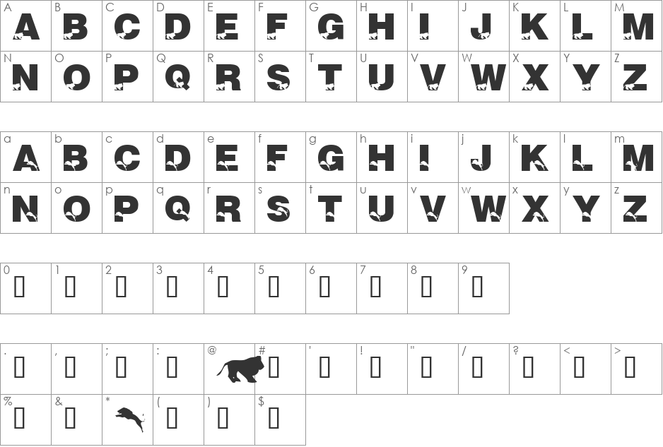 LMS The Lions of Tsavo font character map preview