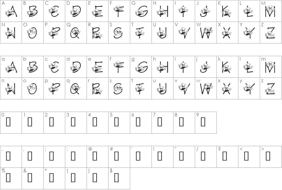 LMS Traci's High Flying Hubby font character map preview