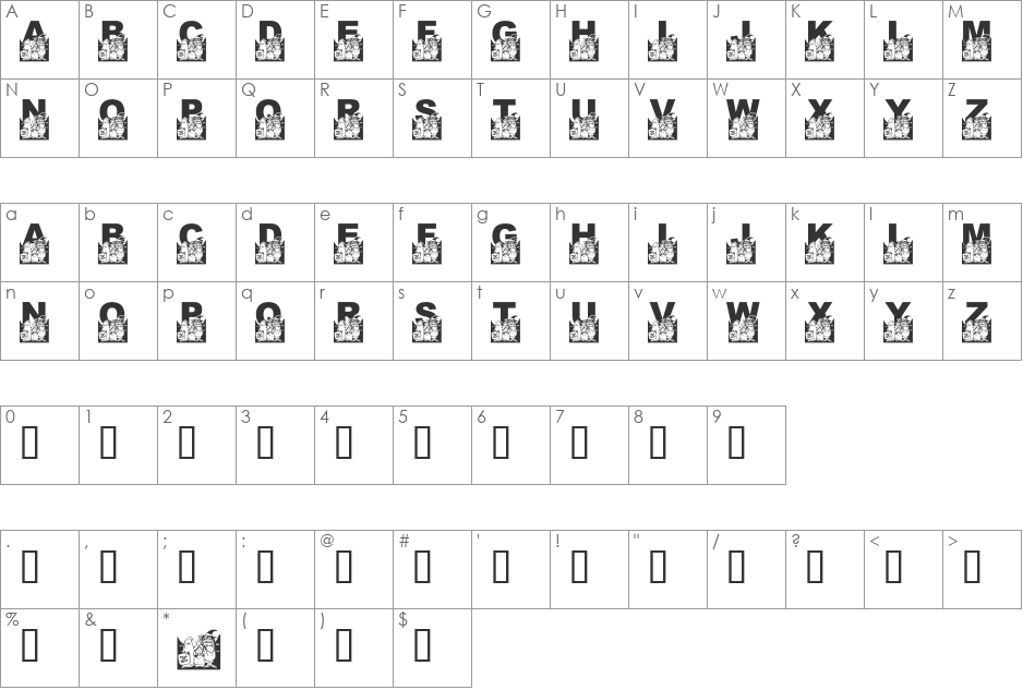 LMS Tricks or Treats font character map preview