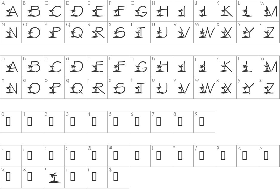 LMS Tropical Island Dream font character map preview