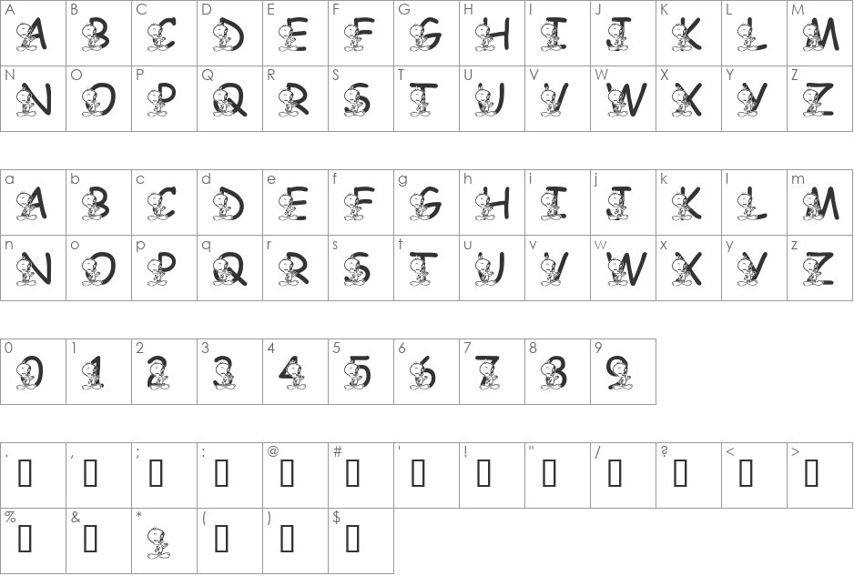 LMS Tweety Font font character map preview