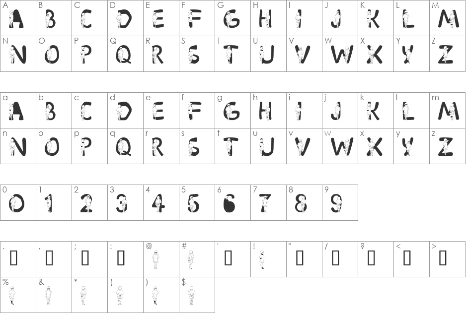 LMS Velma font character map preview