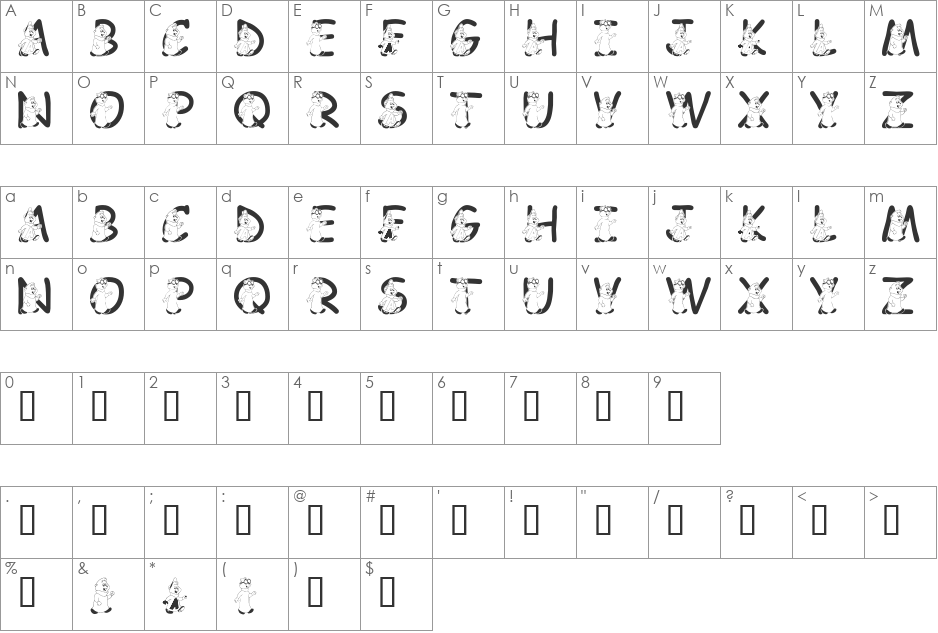 LMS We're The Chipmunks font character map preview