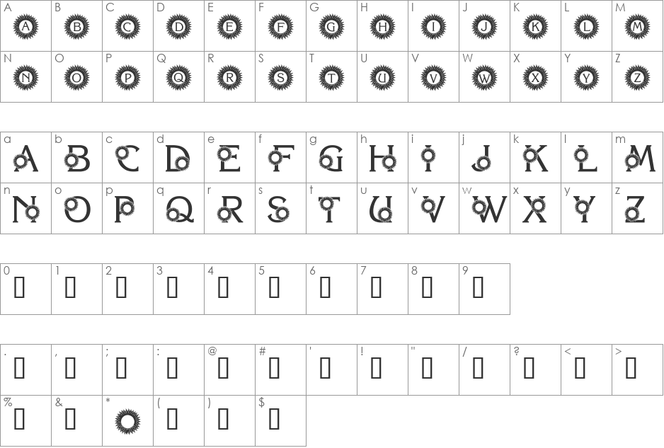 LMS You Are My Sunshine font character map preview