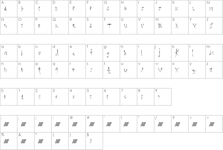 LoathingFear font character map preview