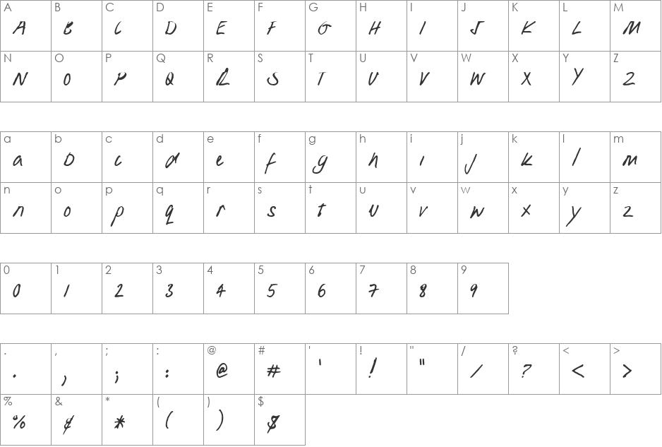 Lobbo font character map preview