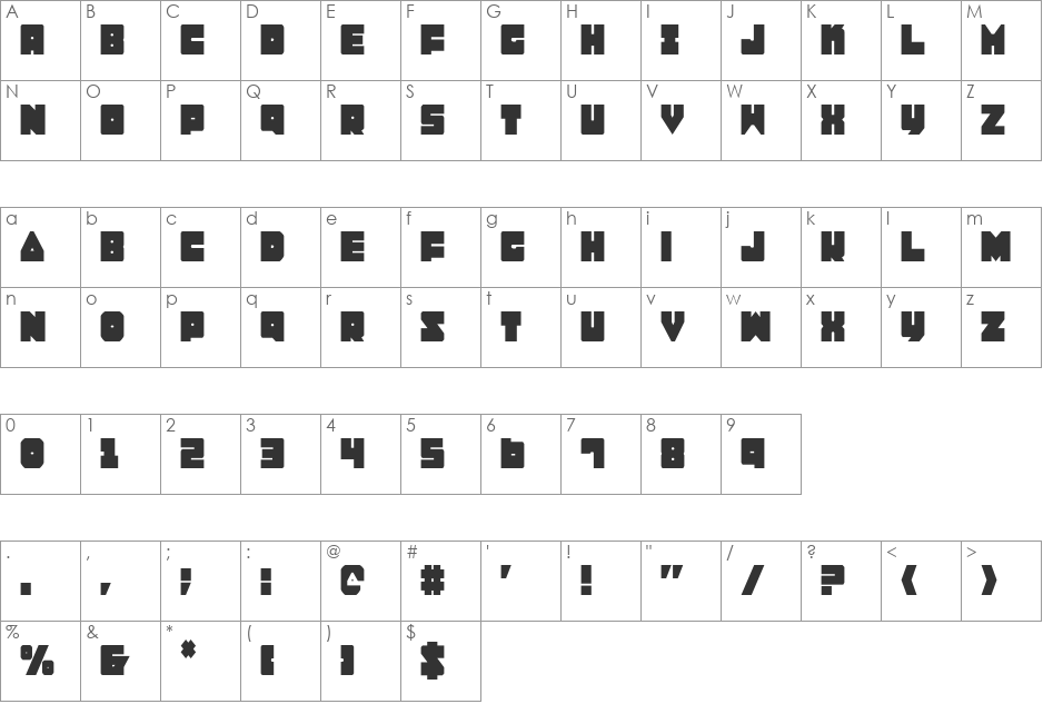 Lobo Tommy Condensed font character map preview