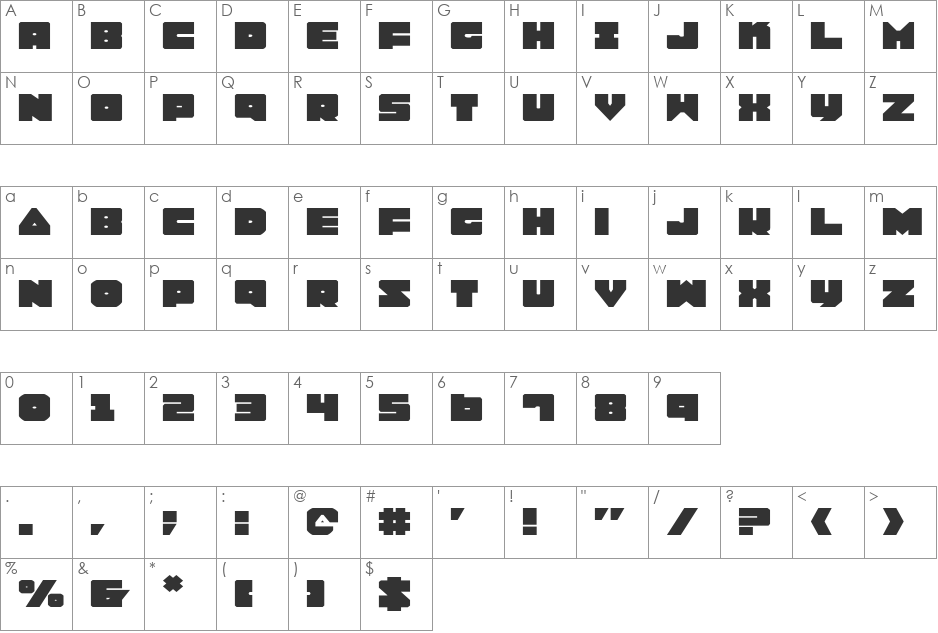 Lobo Tommy Expanded font character map preview