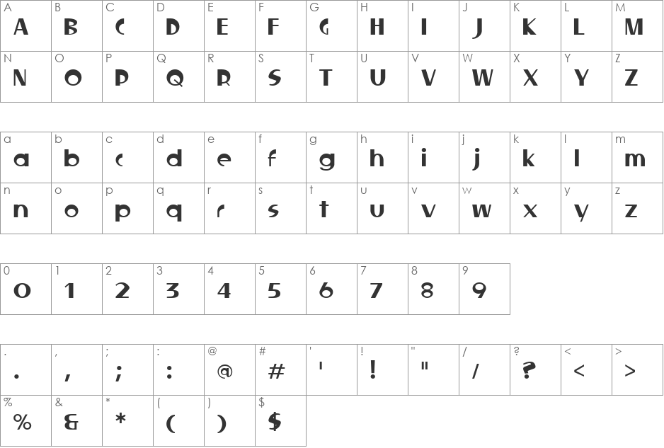 Locked Window font character map preview