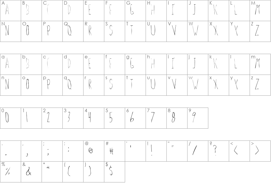 Lockjaw font character map preview