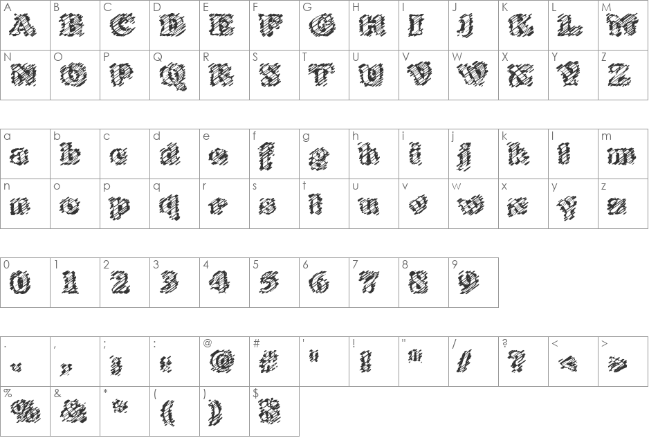 LocusDelecti 'Sibylline' font character map preview